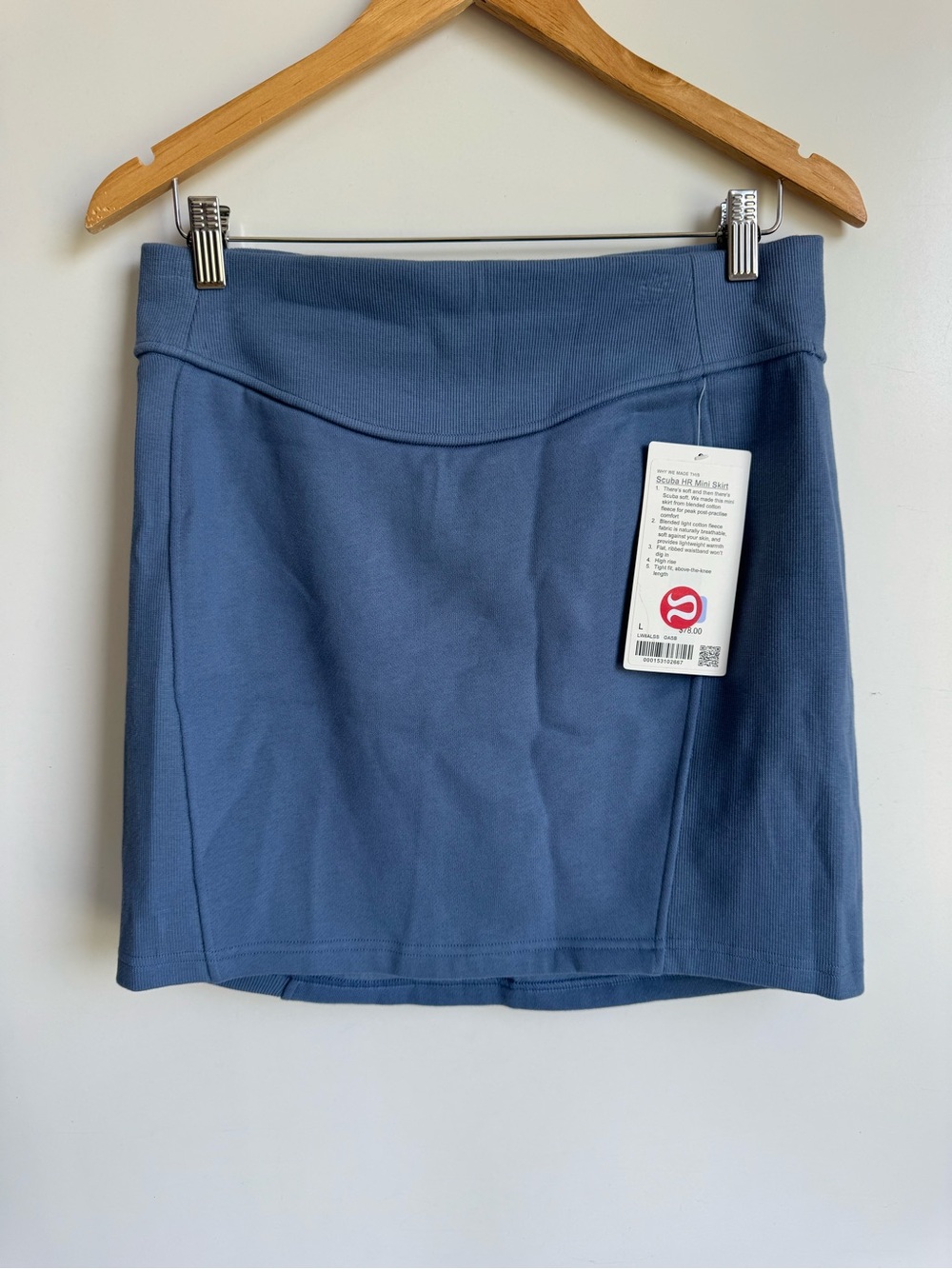 Lululemon Scuba High-Rise Mini Skirt Large Blue Soft gorpcore casual athleisure